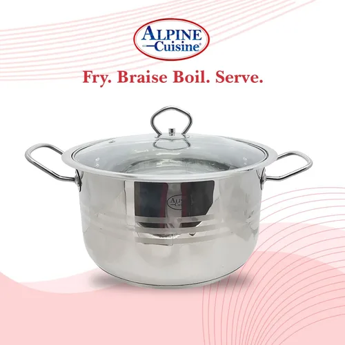Miniatura 4 de Alpine Cuisine Horno holandés de acero inoxidable con tapa, 5 cuartos de galón y mango fácil de enfriar, acero inoxidable de grado alimenticio