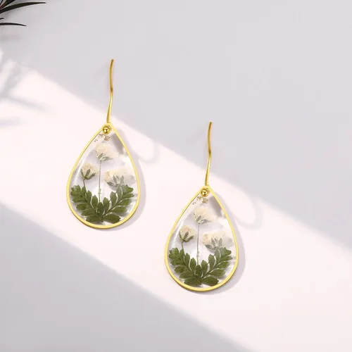 Miniatura 60 de Forget-Me-Not and Queen Anne's Lace Pressed Wildflower Earrings Pressed Flower Earrings Handmade Drop and Dangle Earrings Gift for Woman