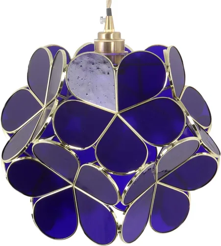 Miniatura 37 de Bieye L10749 - Lámpara colgante de techo de vidrio manchado estilo Tiffany con pantalla de 8 pulgadas de ancho (naranja, 8" flor de cerezo)