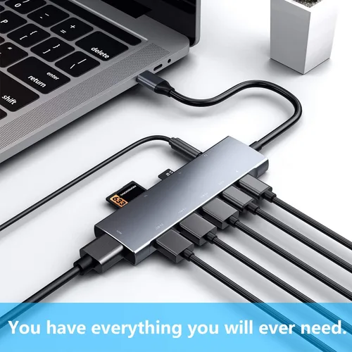 Miniatura 7 de Adaptador USB C HUB para iPad Pro 9 en 1 iPad Pro M4 M2 M1 13 12.9 11 pulgadas iPad Air 5 4 estación de acoplamiento con 4K HDMI, USB-C PD, lector