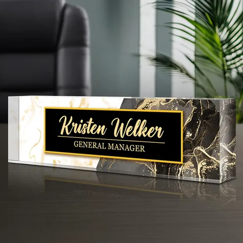 Miniatura 20 de Placa de nombre personalizada para escritorio, placas de nombre grabadas personalizadas para hombre, regalos del día del jefe para jefe, decoración