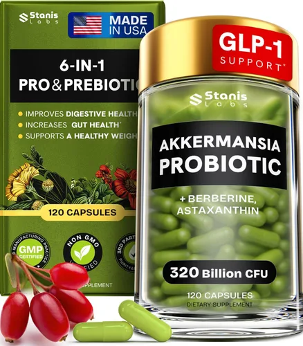 Akkermansia Muciniphila Probiotics 320 mil millones de UFC, probióticos y prebióticos | Akkermansia Probióticos para la salud intestinal | Cápsulas