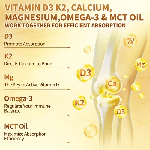 Miniatura 3 de VivoNu Gotas de vitamina D3 K2, D3 20000 UI y K2 como MK-7 400mcg con magnesio, calcio, zinc y Omega 3 para inmune*, estado de ánimo*, hueso* salud