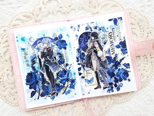 Miniatura 5 de WT Cinta ancha de PET azul cobalto, rollo individual, diseños originales, decoraciones florales, adhesivo transparente claro, diario basura