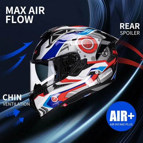 Miniatura 5 de S-GT Carbon Fiber Motorcycle Helmet Full Face Racing Helmet for Adult, Speaker-Ready Design, DOT Approved