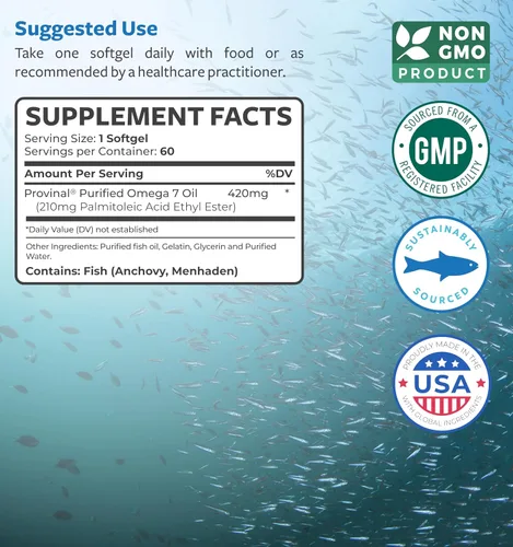 Miniatura 5 de Suplemento Omega 7 para mujeres y hombres - Suplemento de aceite de pescado de ácido palmitoleico de ácido graso de alta potencia y pureza