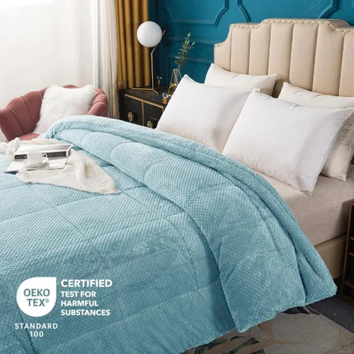 Miniatura 3 de KASENTEX Edredón de felpa sherpa de lujo súper ultrasuave, tamaño Queen, ropa de cama acogedora y reversible de piel sintética, lavable a máquina