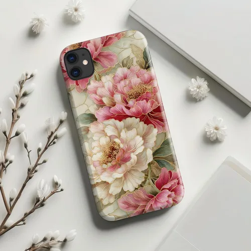 Miniatura 8 de bemal Funda para iPhone 12 Mini, estética, vintage, floreciente, peonía, concha, femenina, compatible con MagSafe, moderna, única, moderna, moderna