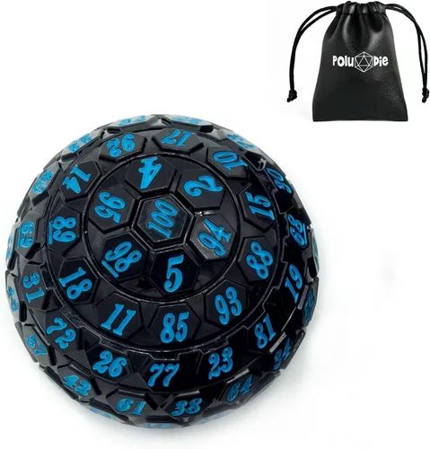 Miniatura 10 de Dados poliédricos de 100 caras, dados de juego individuales D100, cubo de 100 lados con bolsa negra, dado D100 de 1.890 in