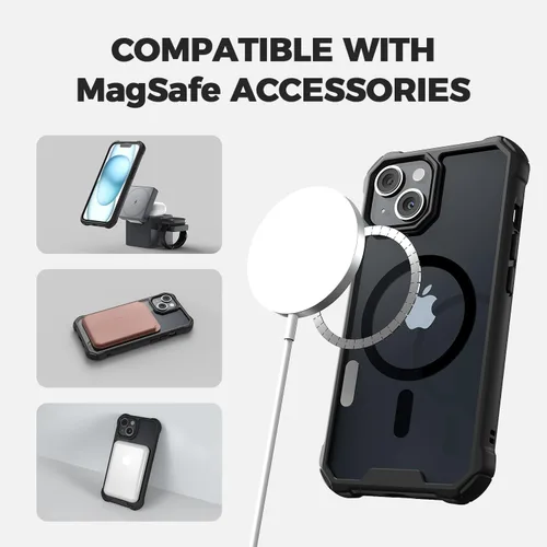 Miniatura 5 de RAPTIC Funda magnética Air para iPhone 15, funda protectora transparente a prueba de golpes, grado militar probada para caídas de 10 pies, funda