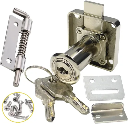 Cerradura de seguridad pesada para armario con llaves (con llave similar), puerta doble individual, uso general, se adapta a paneles de madera de