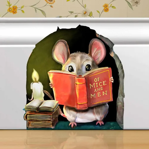 Miniatura 15 de Ratón Leyendo Libro, Adhesivo Decorativo para Pared, Habitación de Niños, Aula, Hogar, Dormitorio, Librero, Amante de los Libros, de Ratones