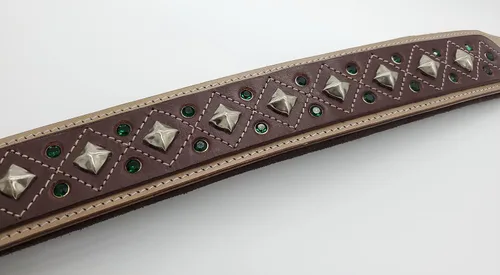 Miniatura 7 de Blazing Paws Darlington - Collar de perro de cuero de lujo de 2 pulgadas de ancho para perros grandes, hecho a mano de gamuza acolchado de cristal