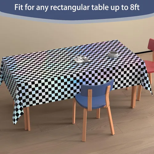 Miniatura 3 de 4 Pack Gingham Plastic Tablecloths Disposable Table Cover Sparkly Foil Table Cloth for Rectangle Tables Party Decorations Birthday Princess Bridal