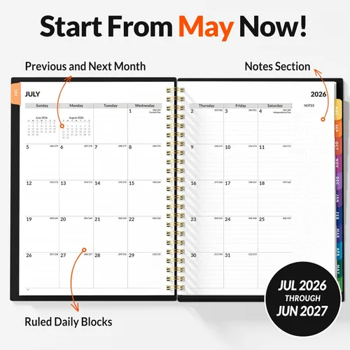Miniatura 28 de SUNEE Libro de citas 2026-2027, trimestral por hora, semanal y mensual, de julio de 2026 a junio de 2027, planificador académico de 6.4 x 8.3