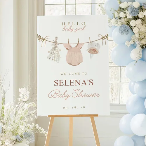 Miniatura 19 de Letrero de bienvenida personalizado para baby shower, letrero de bienvenida personalizado con lazo rosa para baby shower, póster de lazo rosa