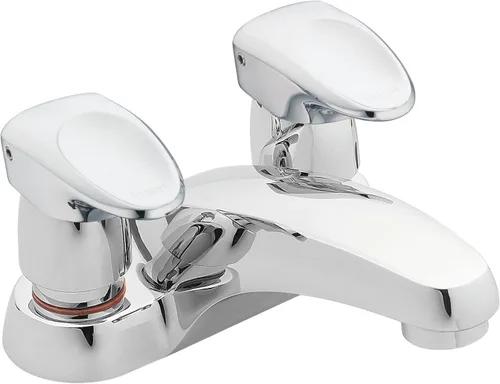 Miniatura 5 de Moen Grifo de baño con dosificación central de dos manijas de cromo comercial M-PRESS de 4 pulgadas, 8886