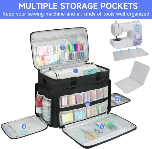 Miniatura 5 de LEFOR·Z Estuche rodante para máquina de coser con ruedas, bolsa de transporte para máquina de coser, bolsa de mano con carrito para la mayoría