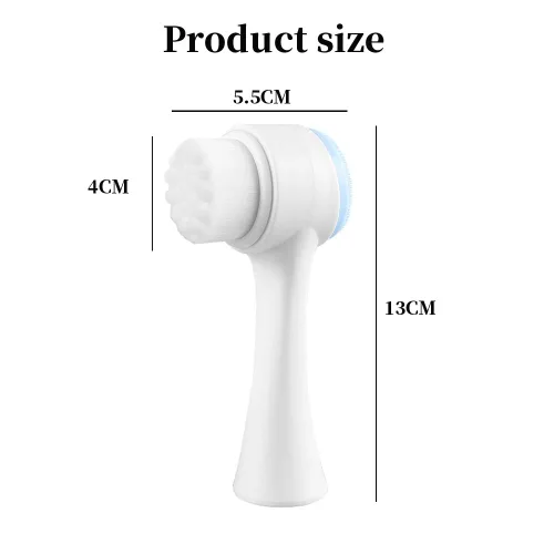 Miniatura 6 de Cepillo facial de doble cara, cepillo de lavado facial de silicona vertical 3D, cepillo de limpieza facial 2 en 1, cepillo facial manual de doble