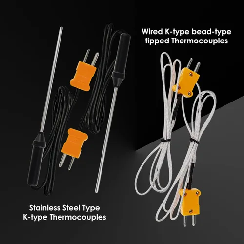 Miniatura 8 de Termómetro de termopar digital tipo K de doble canal Termómetro HVAC Medidor de temperatura con 4 termopares, medición de temperatura MAX/MIN/PROM