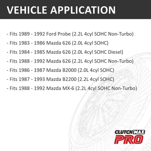 Miniatura 2 de PRO - Kit de embrague OEM resistente con volante compatible con Ford Probe 1989-1992 1983-1993 Mazda 626 B2000 B2200 MX-6 2.0L 2.2L (CP10026HDFW-CK)