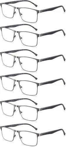 Miniatura 8 de 3 pares de anteojos de lectura, elegante marco de metal, anteojos ligeros con filtro - Gafas para hombre antirreflejos - Bisagra de resorte