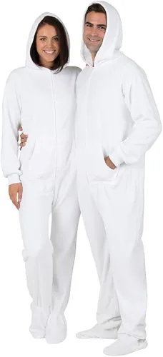 Footed Pajamas - Adult Chenille Hoodie Onesies One-Piece Pajama Jumpsuits for Men and Women Pjs Unisex