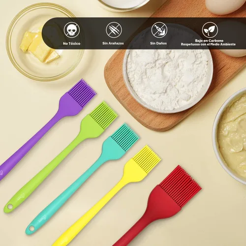 Miniatura 5 de HOTEC Cepillos para glasear resistentes al calor de 600 ℉, cepillo de repostería de silicona sin BPA, para untar aceite, mantequilla, salsa, adobos