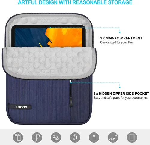 Miniatura 4 de Lacdo Funda para tablet para iPad A16 de 11 pulgadas, iPad Air M4, M3, M2 de 11 pulgadas, iPad Pro M5 M4 de 11 pulgadas, iPad/iPad Air de 10.9 Azul