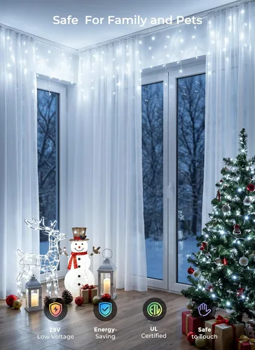 Miniatura 6 de Luces de Navidad de carámbano para exteriores, 40 pies, 432 LED, impermeables, para exteriores, 8 modos de iluminación, con control remoto