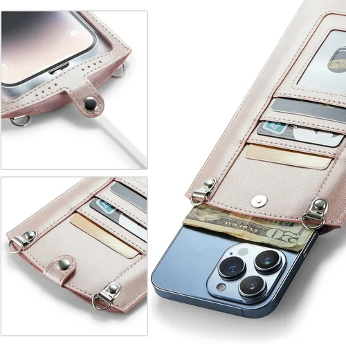 Miniatura 4 de Bolso cruzado pequeño para teléfono celular para mujeres y hombres, mini bolso de hombro de cuero, estuche tipo billetera con ranura para tarjetas