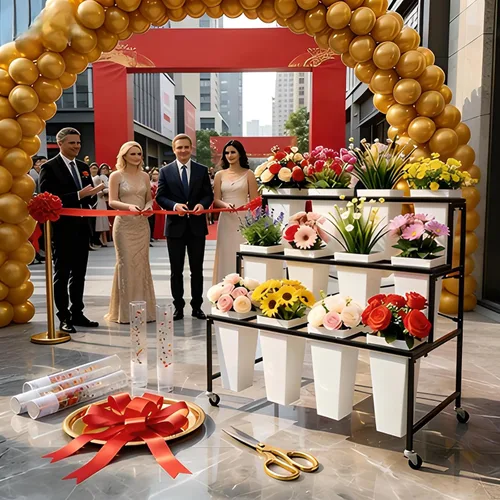Miniatura 2 de Soporte de exhibición de flores de 3 niveles, soporte móvil de metal para plantas con 12 cubos, carrito de flores con ruedas, adecuado