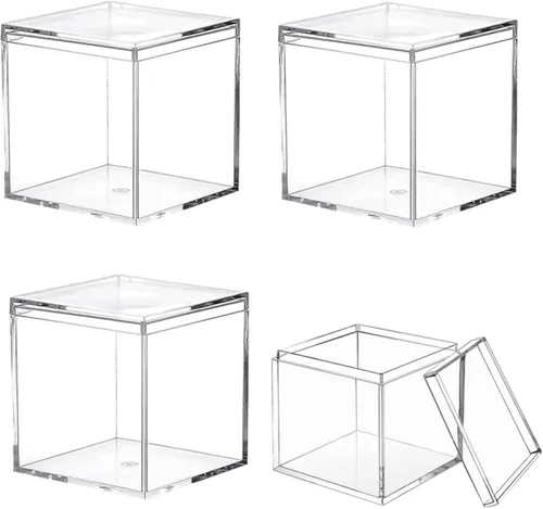 Miniatura 17 de KissYou Caja de Acrílico Grande Cajas de Exhibición Transparentes con Tapa Cubo Cuadrado Transparente Caja de Almacenamiento de Acrílico para Bodas