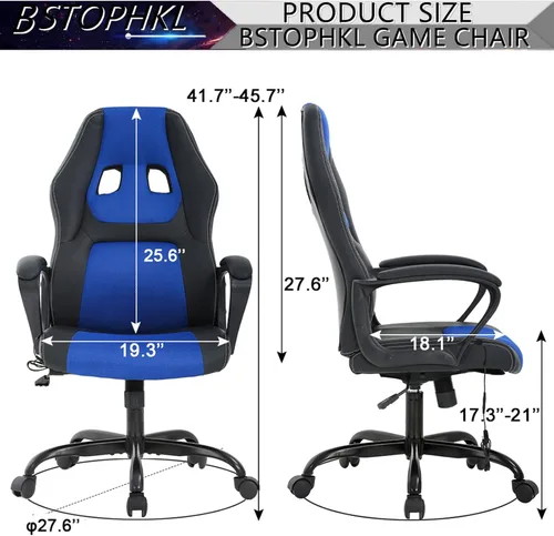 Miniatura 2 de Silla para videojuegos, silla de oficina de masaje, sillas ergonómicas de videojuegos, silla reclinable ajustable para computadora con soporte