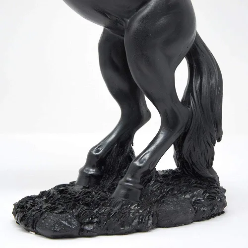 Miniatura 3 de Lependor Estatua de resina de caballo de pie, escultura de caballo de lucha para decoración del hogar, figura de arte, adorno decorativo de Negro