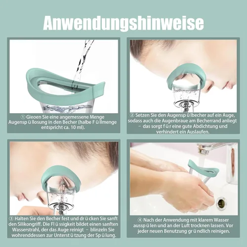Miniatura 5 de Paquete de 2 vasos portátiles para lavado de ojos, kit de baño, cuidado de silicona a presión de aire, kit de limpieza para lavar la taza, kit