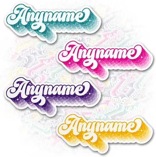 Miniatura 9 de Adhesivo retro personalizado con nombre personalizado, muñeca rosa, nombre de princesa, vacaciones en la playa, impermeable, transferencia UV DTF