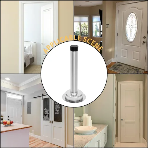 Miniatura 7 de 1 tope de puerta de 5 pulgadas, tapón de puerta largo autoadhesivo de acero inoxidable, amortiguador de sonido, tope de puerta de tornillo