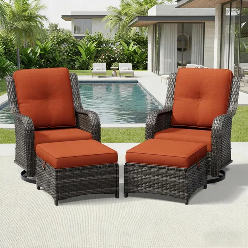 Miniatura 9 de Joyside Juego de sillas de mimbre para patio, juego de 3 piezas de mimbre para exteriores con 2 sillas reposabrazos y 1 mesa auxiliar para terraza