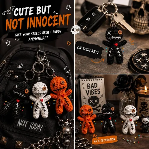 Miniatura 4 de Poen 3 muñecas vudú de terror con 30 pines de calavera, decoración de relleno de Navidad, divertidos adornos inspiradores positivos, regalos