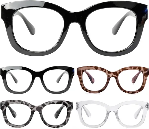 Miniatura 12 de Eyekepper Paquete de 5 lentes de lectura de gran tamaño, lectores retro para mujer, incluyen lectores Sunshine +0.50