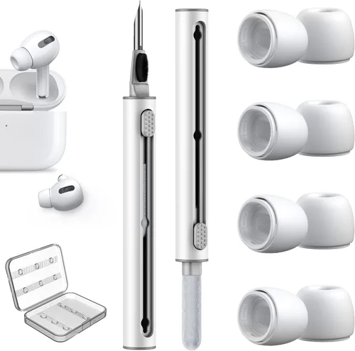 Juego de 4 pares de almohadillas Link Dream para Airpod Pro de repuesto y limpiador de bolígrafos para AirPods Pro/AirPods Pro 2 de silicona (AC04-S)