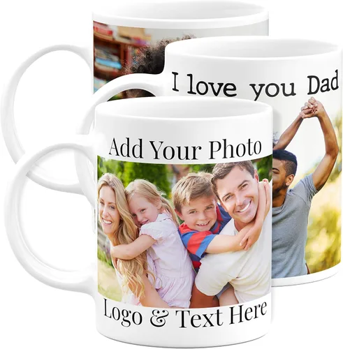 Miniatura 17 de Tazas de café con foto personalizada, 11 onzas, color negro con imagen, texto, regalos personalizados, taza de cerámica personalizada, grandes