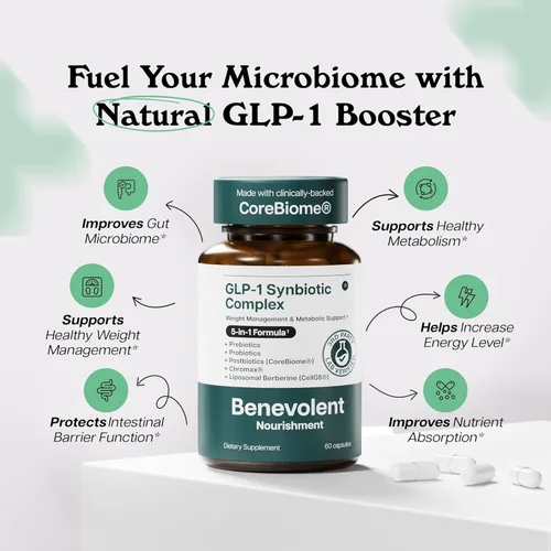 Miniatura 2 de Benevolent Glp-1 Support Simbiótico 5 en 1 con Akkermansia, MetSyn®, Chromax® y berberina liposomal Suplemento natural de probióticos GLP 1
