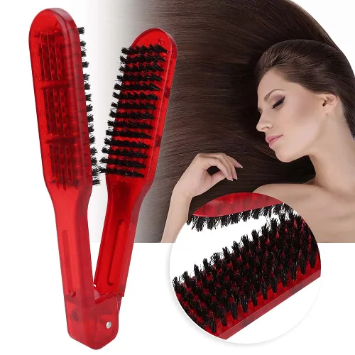 Miniatura 4 de Sh de doble cara, herramienta de peine para enderezar el cabello, herramientas en forma de V para peluquería casera [rojo]