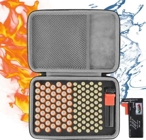co2CREA Estuche organizador de almacenamiento para baterías domésticas AA doble A/AAA triple A batería alcalina diaria, caja de almacenamiento
