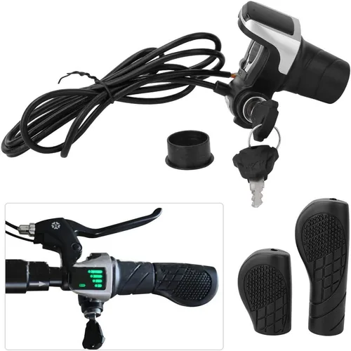 Miniatura 4 de Astibym Acelerador de bicicleta eléctrica, pantalla restante de potencia 36 V Wear1. Acelerador de manillar de bicicleta con cable de 19.7 ft