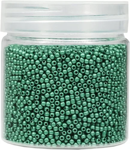 Miniatura 28 de Bala&Fillic Tamaño casi uniforme Cuentas de semillas redondas de color verde ejército de 2 mm Aproximadamente 10000 piezas/110 gramos en caja