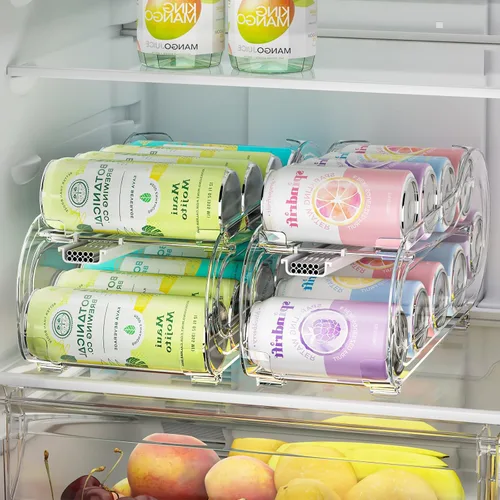 Miniatura 2 de Organizador de latas de soda, paquete de 4, organizadores automáticos de latas para refrigerador, dispensador de latas de doble