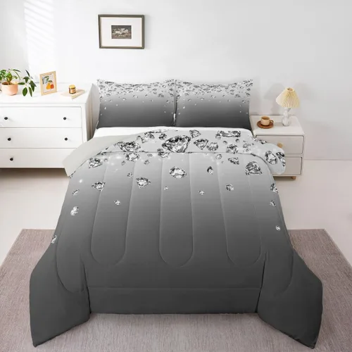 Miniatura 12 de Erosebridal Juego de edredón de color degradado morado, juego de ropa de cama de tamaño individual, moderno, abstracto, para adultos, mujeres